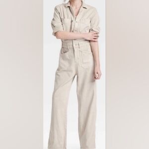 Universal Thread Beige Long Sleeve Beltloops@ Waist Jumpsuit Size Misses 12 NWT